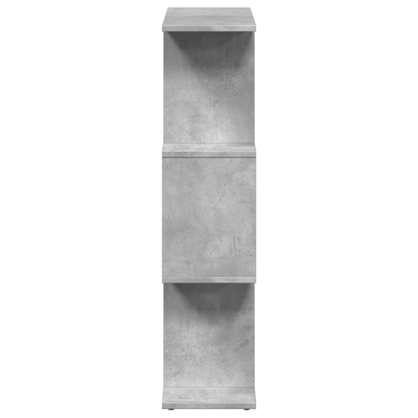 Betongraues Raumteiler-Bücherregal mit 3 Fächern