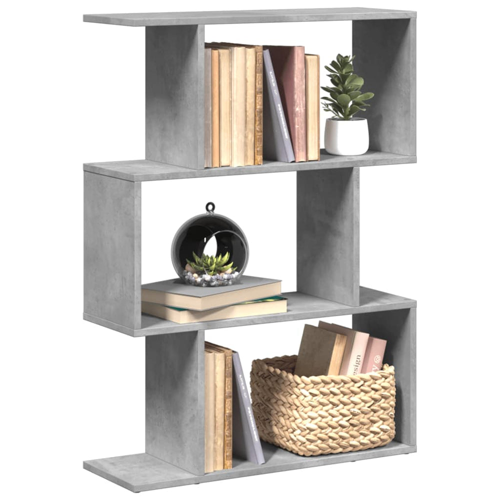 vidaXL Room Divider Bookcase 3 Compartments Concrete Grey 70x24x97 cm