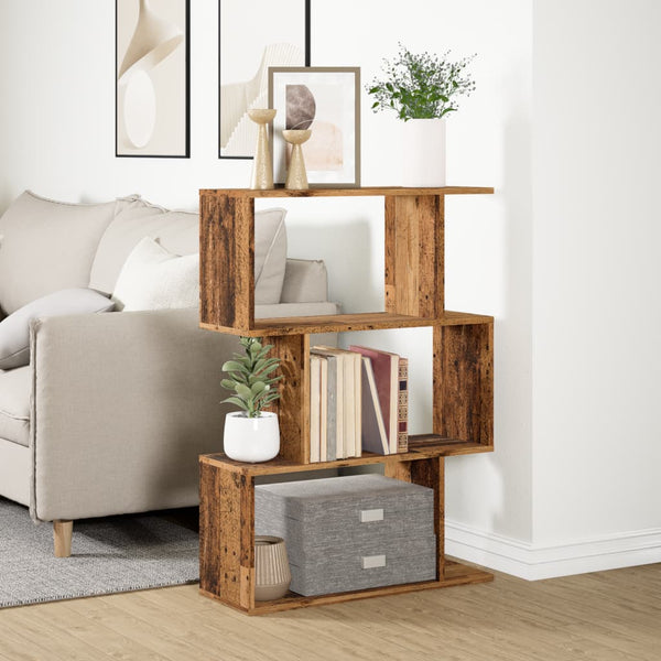 Raumteiler Bücherregal, 3 Fächer, Altholz-Optik