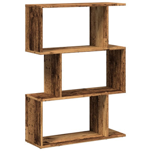 Raumteiler Bücherregal, 3 Fächer, Altholz-Optik