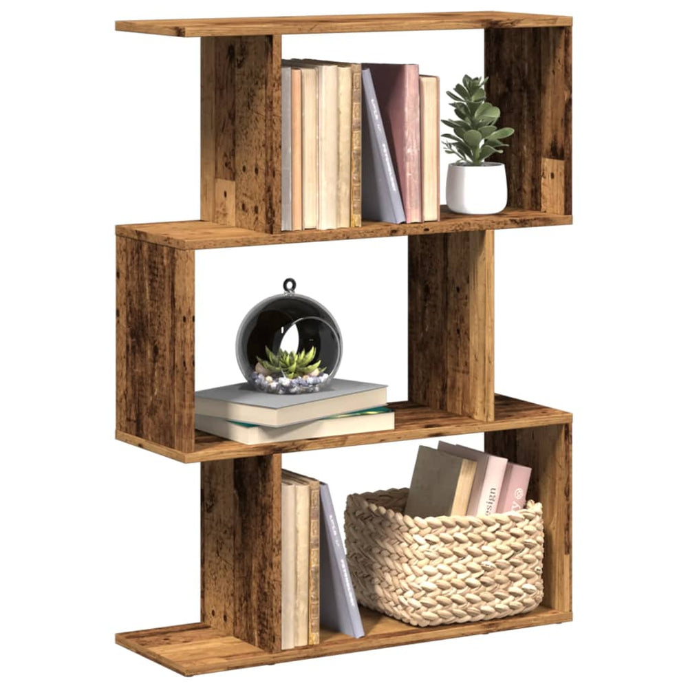 vidaXL Room Divider Bookshelf 3 Compartments Reclaimed Wood Look 70x24x97 cm