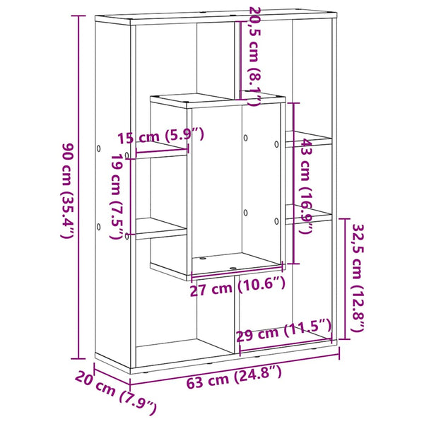 Bücherregal Weiß, 63x20x90 cm
