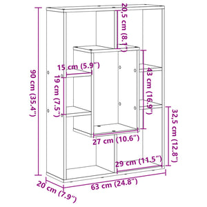 Bücherregal Grau Sonoma 63x90 cm