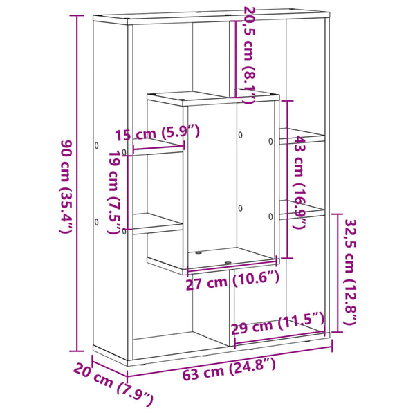 Bücherregal Altholz-Optik 63x20x90 cm