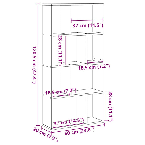 Bücherregal Grau Sonoma 60x20x120,5 cm