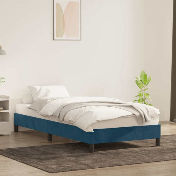 Dunkelblaues Samt Bettgestell 100x210 cm