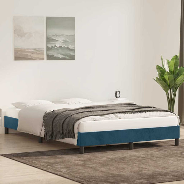 Bettgestell Dunkelblau 140x210 cm Samt