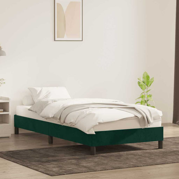 Dunkelgrünes Samt Bettgestell 100x220 cm