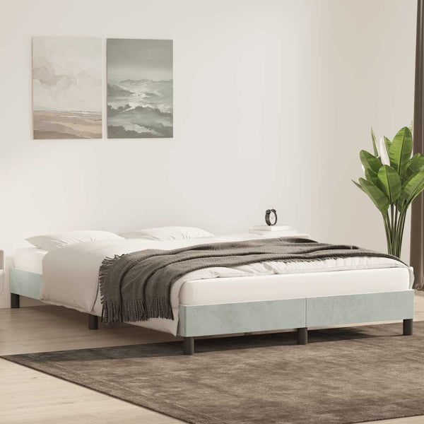 vidaXL Bed Frame without Mattress Light Grey 140x220 cm Velvet