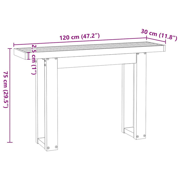 vidaXL Console NOAIN Pieds en U 120x30x75 cm Bois de pin massif