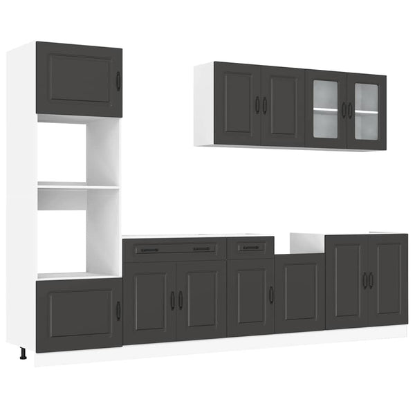 7-tlg Küchenschrank-Set Schwarz