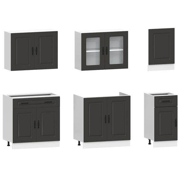 7-tlg Küchenschrank-Set Schwarz