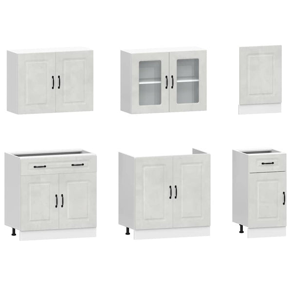 7-teiliges Küchenschrank-Set Betongrau