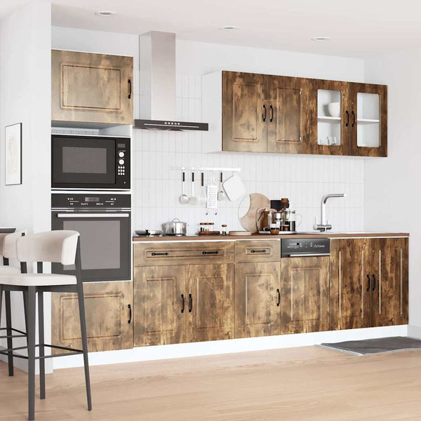7-tlg Küchenschrank-Set Räuchereiche