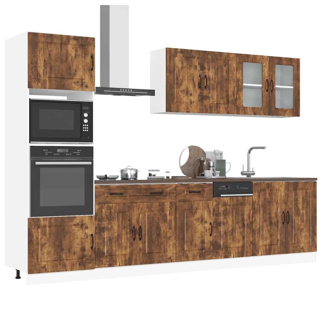 7-tlg Küchenschrank-Set Räuchereiche