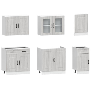 7-teiliges Küchenschrank-Set Grau Sonoma