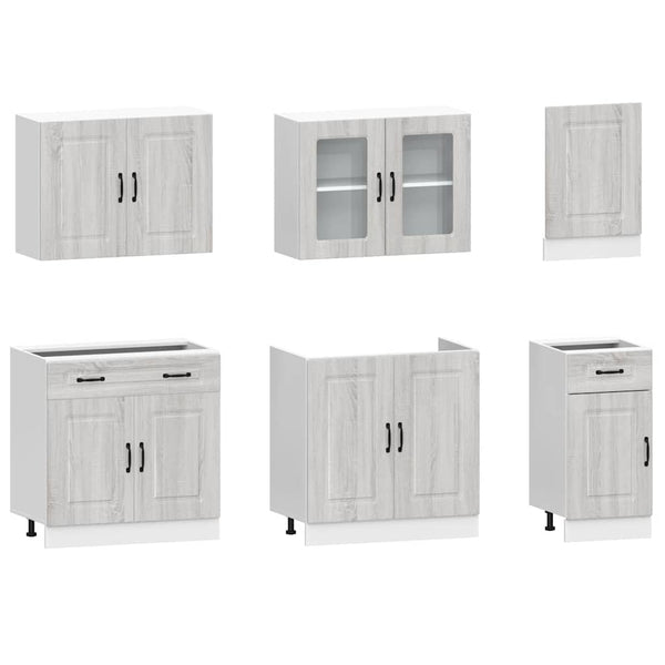 7-teiliges Küchenschrank-Set Grau Sonoma