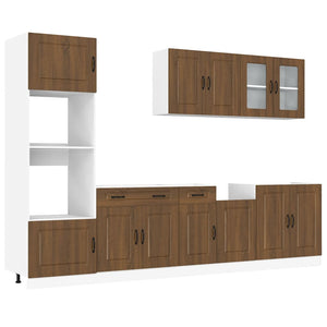 7-tlg Küchenschrank Set Braun Eichen-Optik