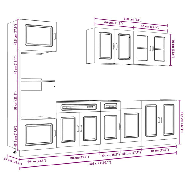 7-tlg Küchenschrank-Set Altholz-Optik