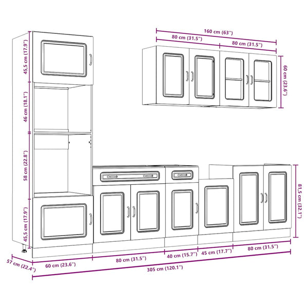7-teiliges Küchenschrank-Set Artisan-Eiche
