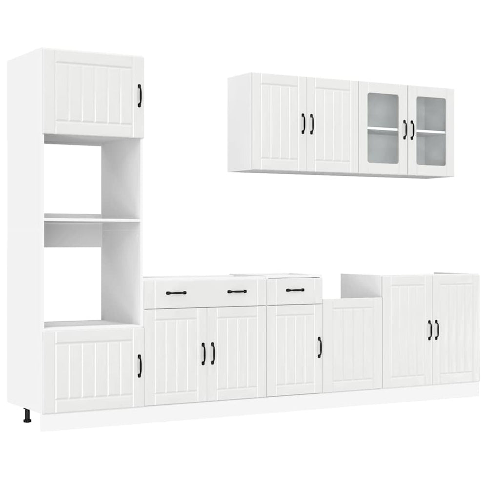 7-tlg. Küchenschrank-Set Hochglanz Weiß