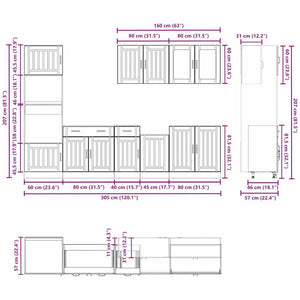 7-tlg. Küchenschrank-Set Hochglanz Weiß