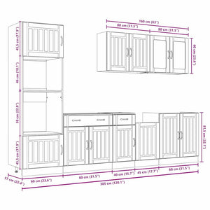 7-tlg. Küchenschrank-Set Hochglanz Weiß