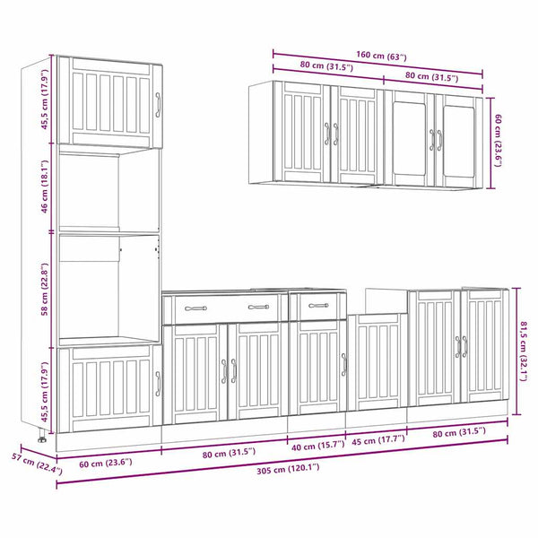 7-tlg Küchenschrank Set Sonoma-Eiche
