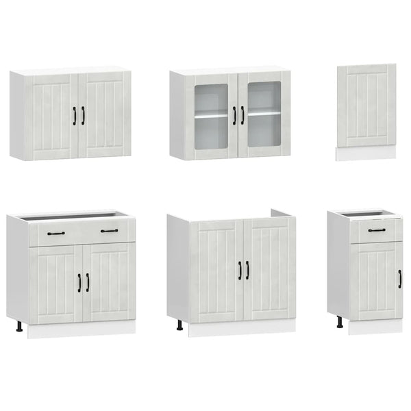 7-tlg Küchenschrank Set Betongrau