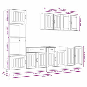 7-tlg Küchenschrank Set Betongrau