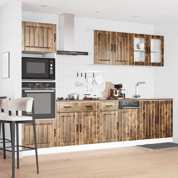 7-tlg. Küchenschrank-Set Räuchereiche