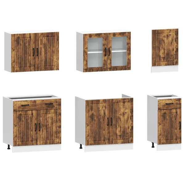 7-tlg. Küchenschrank-Set Räuchereiche