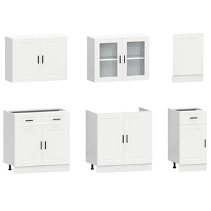 7-tlg Küchenschrank Set Weiß