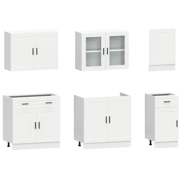 7-tlg Küchenschrank Set Weiß