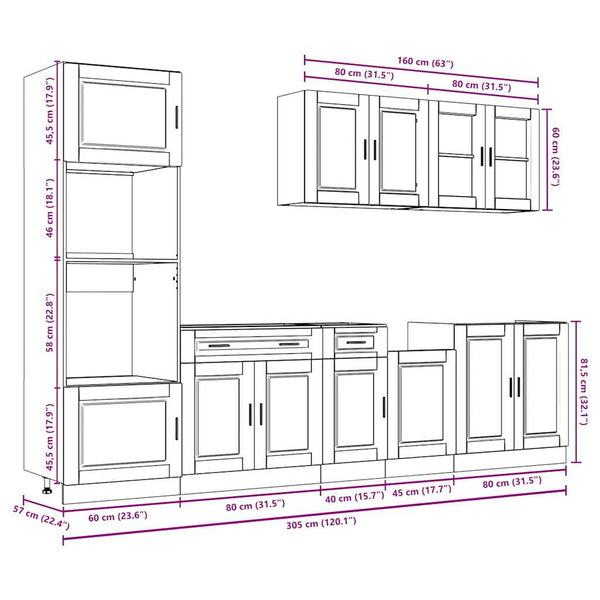 7-tlg Küchenschrank Set Weiß