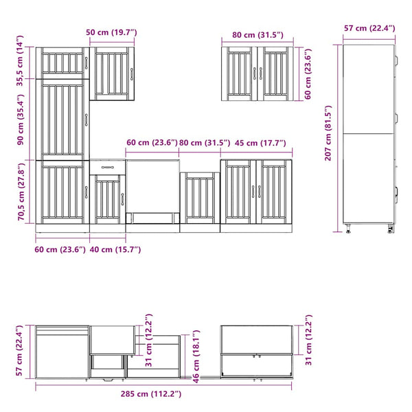 7-teiliges Küchenschrank-Set Weiß