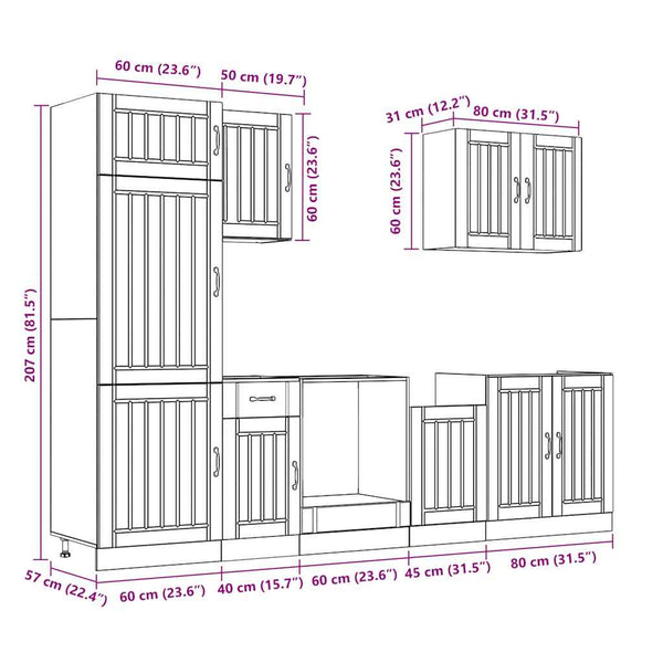 7-teiliges Küchenschrank-Set Weiß