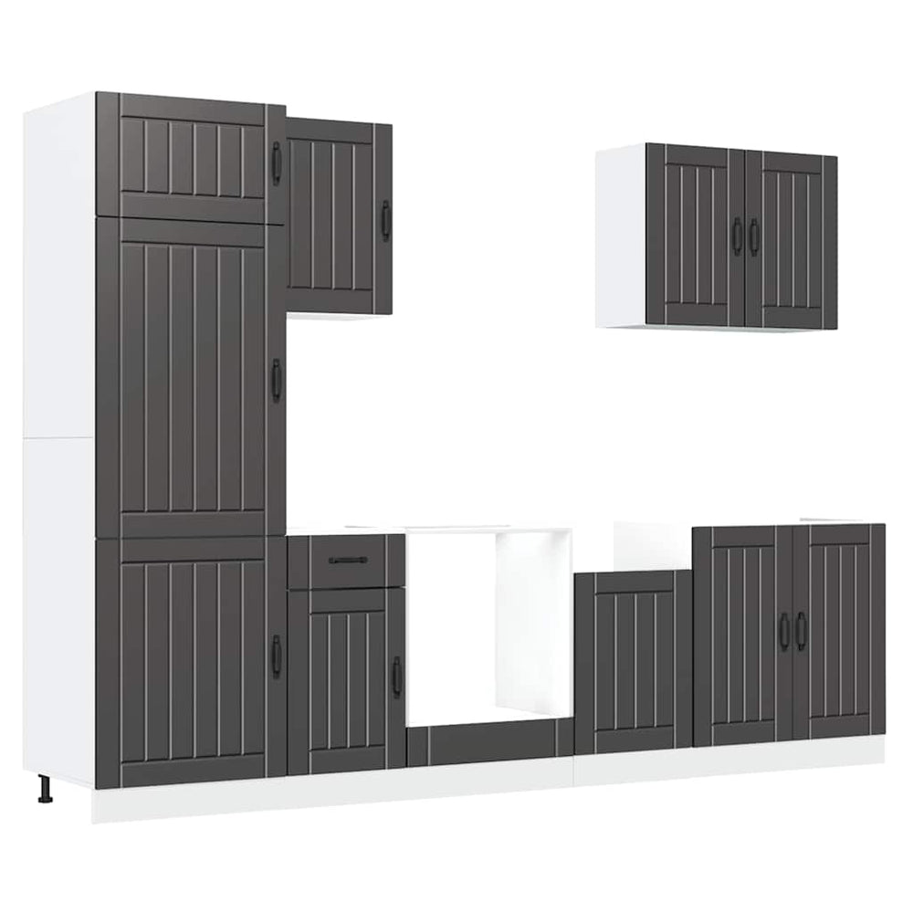 7-teiliges Küchenschrank-Set Lucca Schwarz