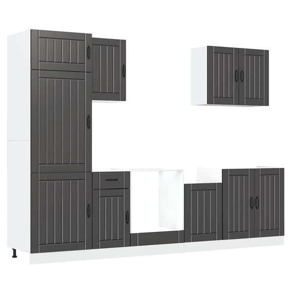 7-teiliges Küchenschrank-Set Lucca Schwarz