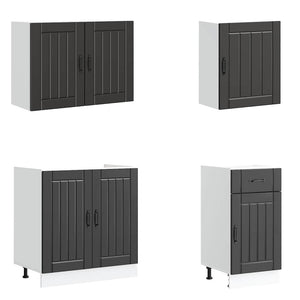 7-teiliges Küchenschrank-Set Lucca Schwarz
