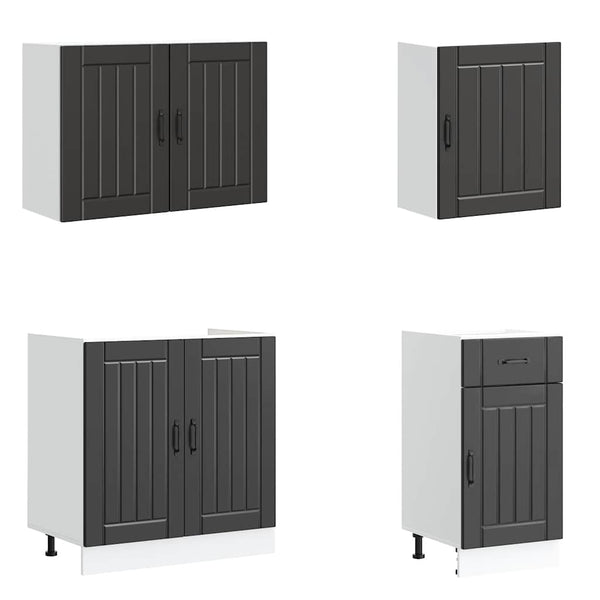 7-teiliges Küchenschrank-Set Lucca Schwarz