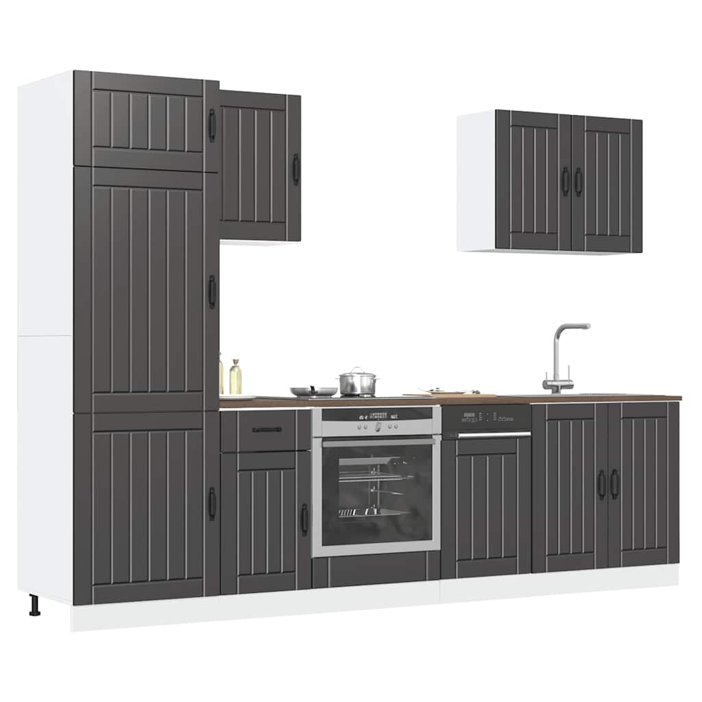 7-teiliges Küchenschrank-Set Lucca Schwarz