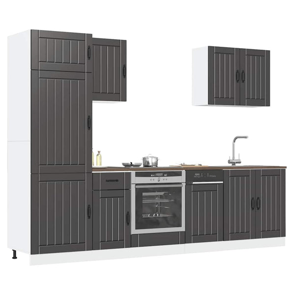 7-teiliges Küchenschrank-Set Lucca Schwarz