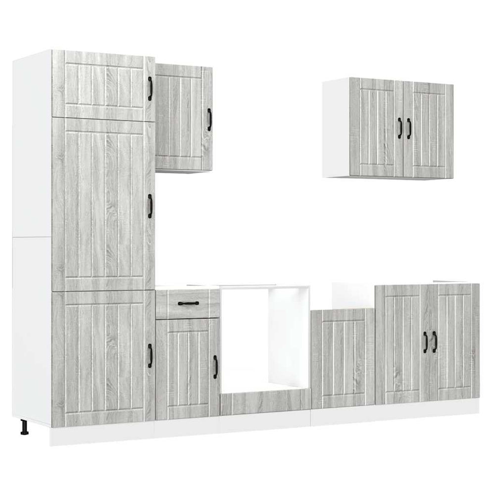 7-tlg Küchenschrank Set Grau Sonoma