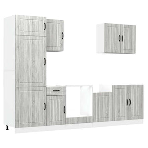 7-tlg Küchenschrank Set Grau Sonoma