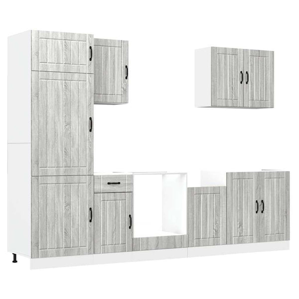 7-tlg Küchenschrank Set Grau Sonoma