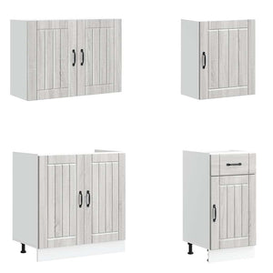 7-tlg Küchenschrank Set Grau Sonoma
