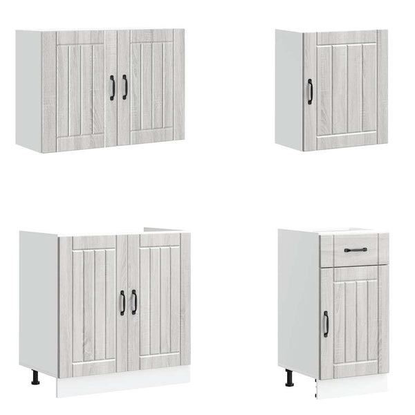 7-tlg Küchenschrank Set Grau Sonoma