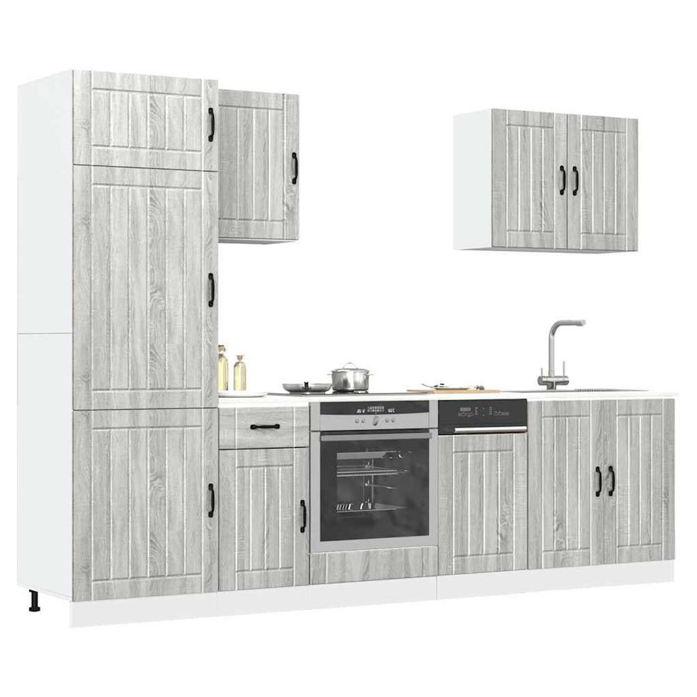 7-tlg Küchenschrank Set Grau Sonoma