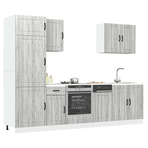 7-tlg Küchenschrank Set Grau Sonoma